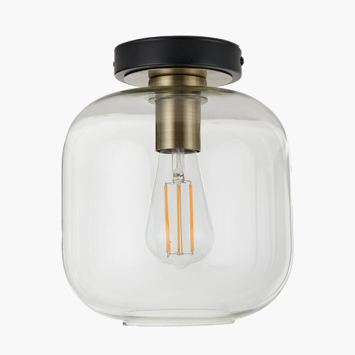 pacific lifestyle Florence Black Metal and Glass Flush Pendant