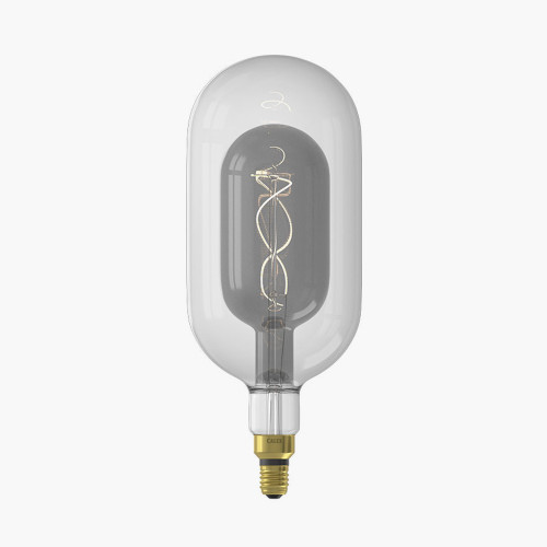 Pacific Lifestyle Frowick Concrete And Brushed Chrome Ceiling Fitting With LED Clear And Smokey Double Tube Organic E27 Bulb