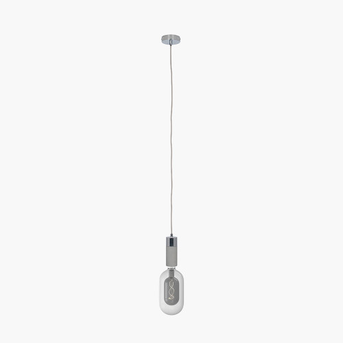 pacific lifestyle Frowick Concrete and Brushed Chrome Ceiling Fitting with LED Clear and Smokey Double Tube Organic E27 Bulb