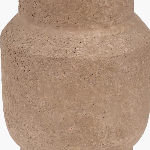 Pacific Lifestyle Gaiana Concrete Brown Stoneware Table Lamp Base With Milos 35cm Natural Linen Tapered Lampshade
