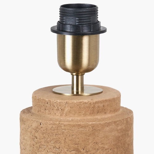 Pacific Lifestyle Gaiana Concrete Brown Stoneware Table Lamp Base With Lino 35cm White Self Lined Linen Cylinder Lampshade