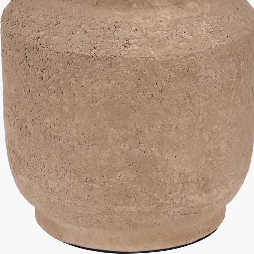 Pacific Lifestyle Gaiana Concrete Brown Stoneware Table Lamp Base With Lino 35cm White Self Lined Linen Cylinder Lampshade