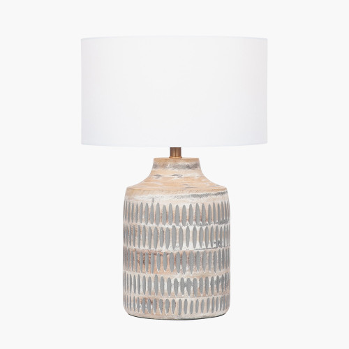 Pacific Lifestyle Galle Grey Wash Wood Textured Table Lamp Base