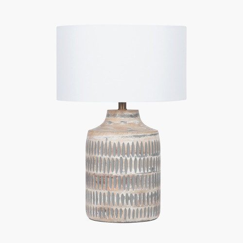 Pacific Lifestyle Galle Grey Wash Wood Textured Table Lamp Base