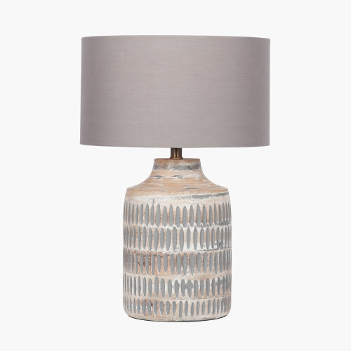 Pacific Lifestyle Galle Grey Wash Wood Textured Table Lamp Base