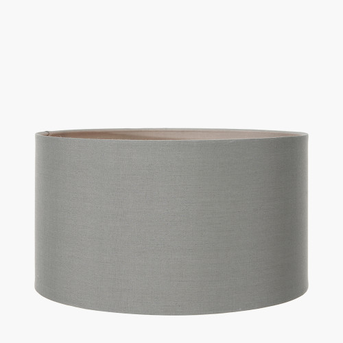 Pacific Lifestyle Galle Grey Wash Wood Textured Table Lamp Base With Harry 30cm Steel Grey Cotton Mix Cylinder Lampshade