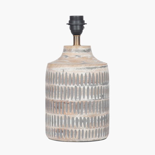 pacific lifestyle Galle Grey Wash Wood Textured Table Lamp Base