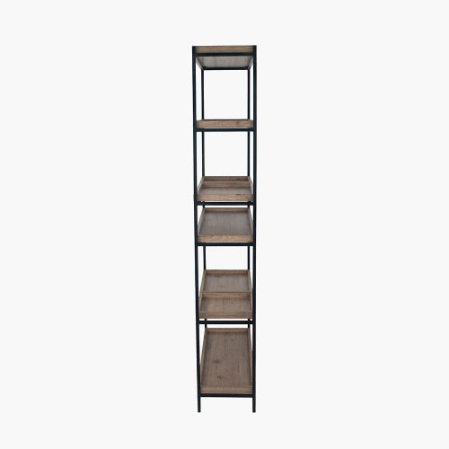 Pacific Lifestyle Gallery Natural Wood Veneer And Black Metal 5 Shelf Unit