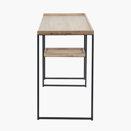 Pacific Lifestyle Gallery Natural Wood Veneer And Black Metal Desk