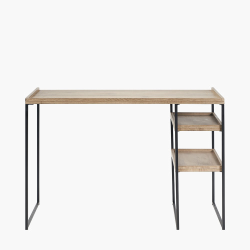 Pacific Lifestyle Gallery Natural Wood Veneer And Black Metal Desk