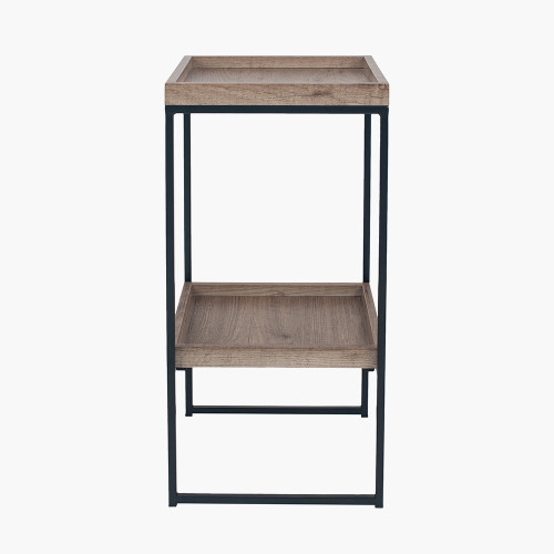 Pacific Lifestyle Gallery Natural Wood Veneer And Black Metal Side Table