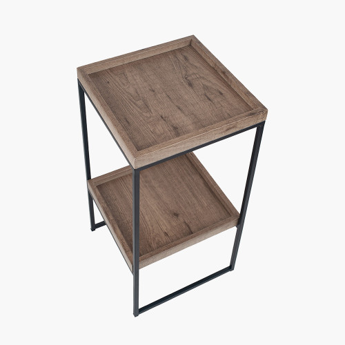 Pacific Lifestyle Gallery Natural Wood Veneer And Black Metal Side Table