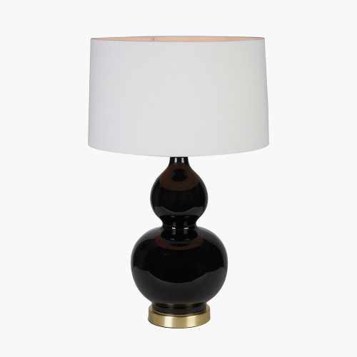 Pacific Lifestyle Gatsby Black Ceramic Table Lamp With Brushed Gold Metal Detail