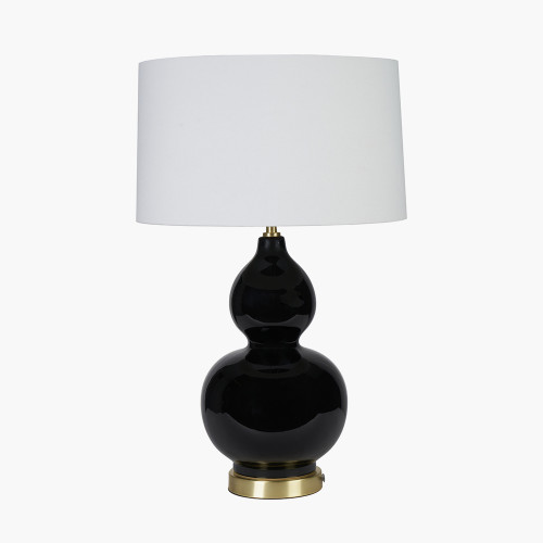 Pacific Lifestyle Gatsby Black Ceramic Table Lamp With Brushed Gold Metal Detail