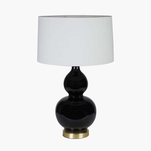pacific lifestyle Gatsby Black Ceramic Table Lamp With Brushed Gold Metal Detail