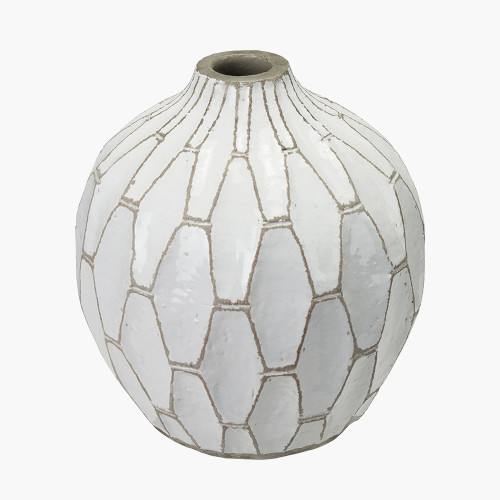 Pacific Lifestyle Gaudi White Stoneware Geometric Design Vase