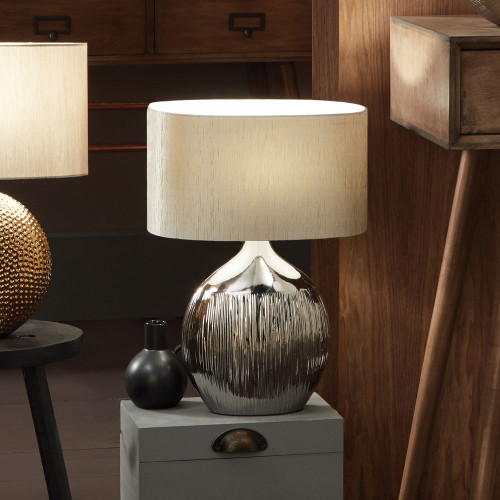 Pacific Lifestyle Gemini Silver Etched Ceramic Table Lamp