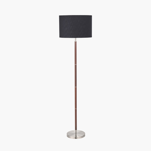 Pacific Lifestyle Gianni Brushed Silver And Wood Effect Floor Lamp