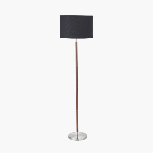 Pacific Lifestyle Gianni Brushed Silver And Wood Effect Floor Lamp