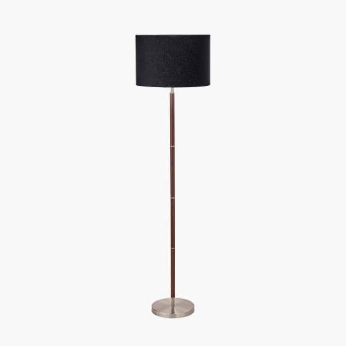 pacific lifestyle Gianni Brushed Silver and Wood Effect Floor Lamp