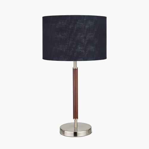 Pacific Lifestyle Gianni Brushed Silver And Wood Effect Table Lamp