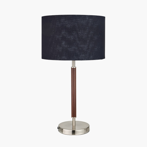 Pacific Lifestyle Gianni Brushed Silver And Wood Effect Table Lamp