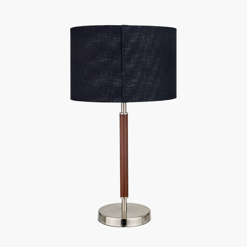 Pacific Lifestyle Gianni Brushed Silver And Wood Effect Table Lamp