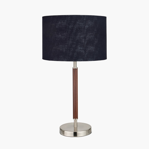pacific lifestyle Gianni Brushed Silver and Wood Effect Table Lamp