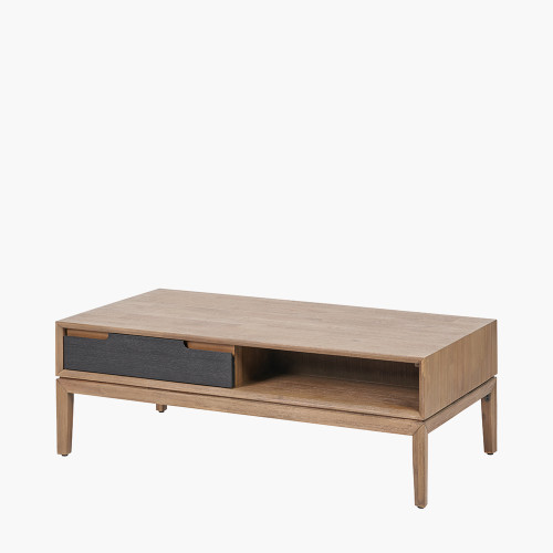 Pacific Lifestyle Gio Black And Natural Acacia Wood 2 Drawer Coffee Table