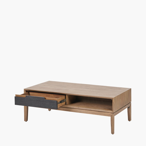 Pacific Lifestyle Gio Black And Natural Acacia Wood 2 Drawer Coffee Table