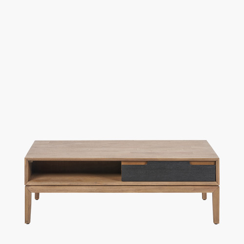 Pacific Lifestyle Gio Black And Natural Acacia Wood 2 Drawer Coffee Table