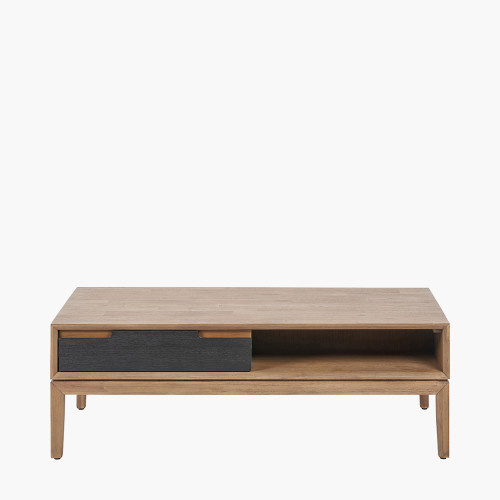 pacific lifestyle Gio Black and Natural Acacia Wood 2 Drawer Coffee Table