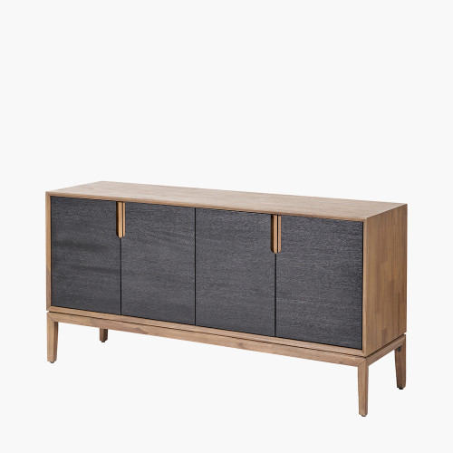 Pacific Lifestyle Gio Black And Natural Acacia Wood 4 Door Sideboard
