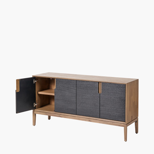 Pacific Lifestyle Gio Black And Natural Acacia Wood 4 Door Sideboard