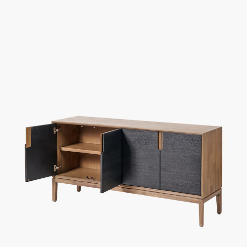 Pacific Lifestyle Gio Black And Natural Acacia Wood 4 Door Sideboard
