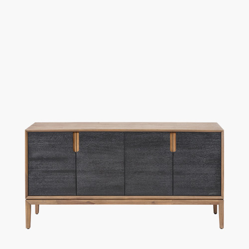 pacific lifestyle Gio Black and Natural Acacia Wood 4 Door Sideboard