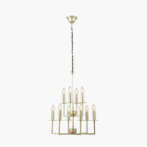 Pacific Lifestyle Giry Antique Silver Leaf Metal Multii Arm Chandelier Pendant