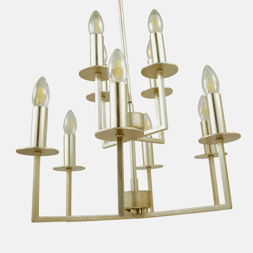 Pacific Lifestyle Giry Antique Silver Leaf Metal Multii Arm Chandelier Pendant