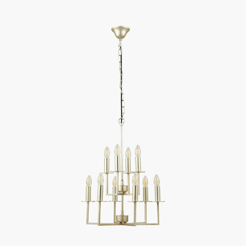 pacific lifestyle Giry Antique Silver Leaf Metal Multii Arm Chandelier Pendant
