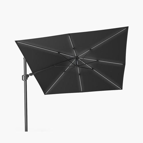 Pacific Lifestyle Glow Challenger T2 3m Square Premium Faded Black Free Arm Parasol