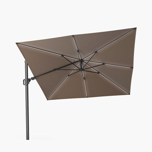 Pacific Lifestyle Glow Challenger T2 3m Square Premium Havana Taupe Free Arm Parasol