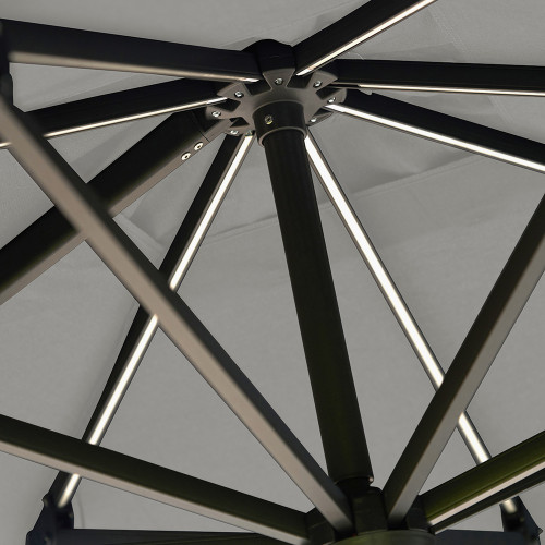 Pacific Lifestyle Glow Challenger T2 3m Square Premium Manhattan Grey Free Arm Parasol