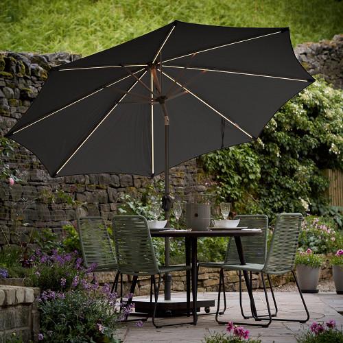 Pacific Lifestyle Glow Defender 3m Round Anthracite Centre Pole Parasol