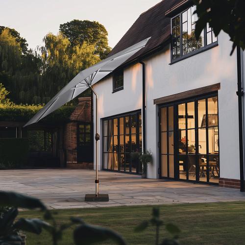 Pacific Lifestyle Glow Defender 3m Round Luna Grey Centre Pole Parasol