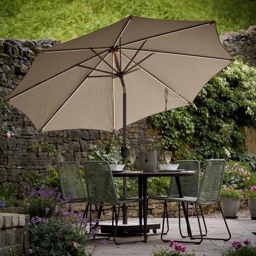 Pacific Lifestyle Glow Defender 3m Round Taupe Centre Pole Parasol