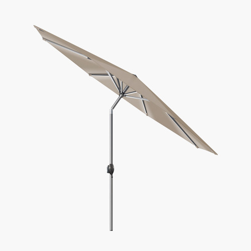 pacific lifestyle Glow Defender 3m Round Taupe Centre Pole Parasol