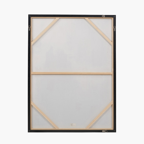 Pacific Lifestyle Gold And Blue Tone Abstract Canvas With Black Frame