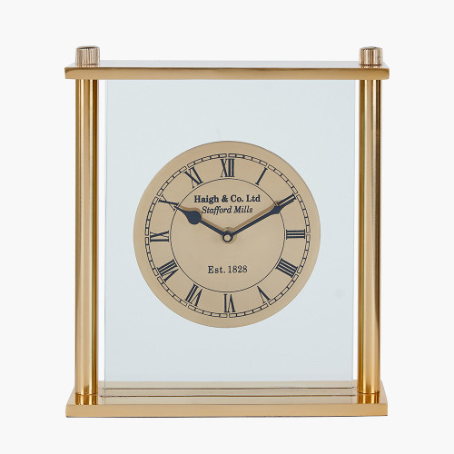 pacific lifestyle Gold Metal and Glass Floating Clock Face Square Table Clock