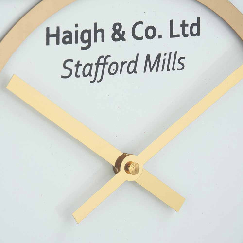 Pacific Lifestyle Gold Metal And White Face Round Wall Clock