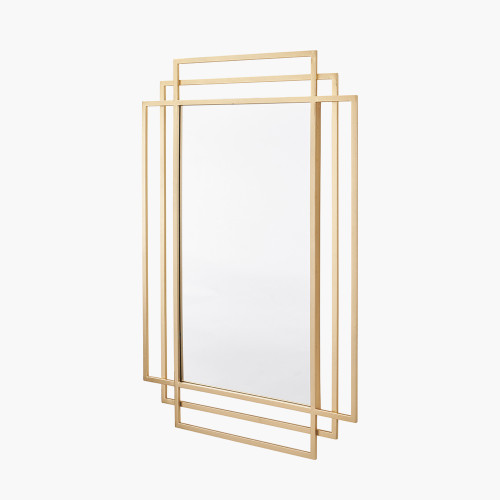 Pacific Lifestyle Gold Metal Art Deco Rectangular Wall Mirror